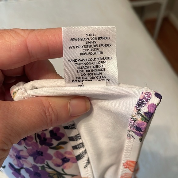 Shade Shore Floral Bikini Top 34B Lightly Padded Adjustable Tropical EUC - Picture 7 of 8